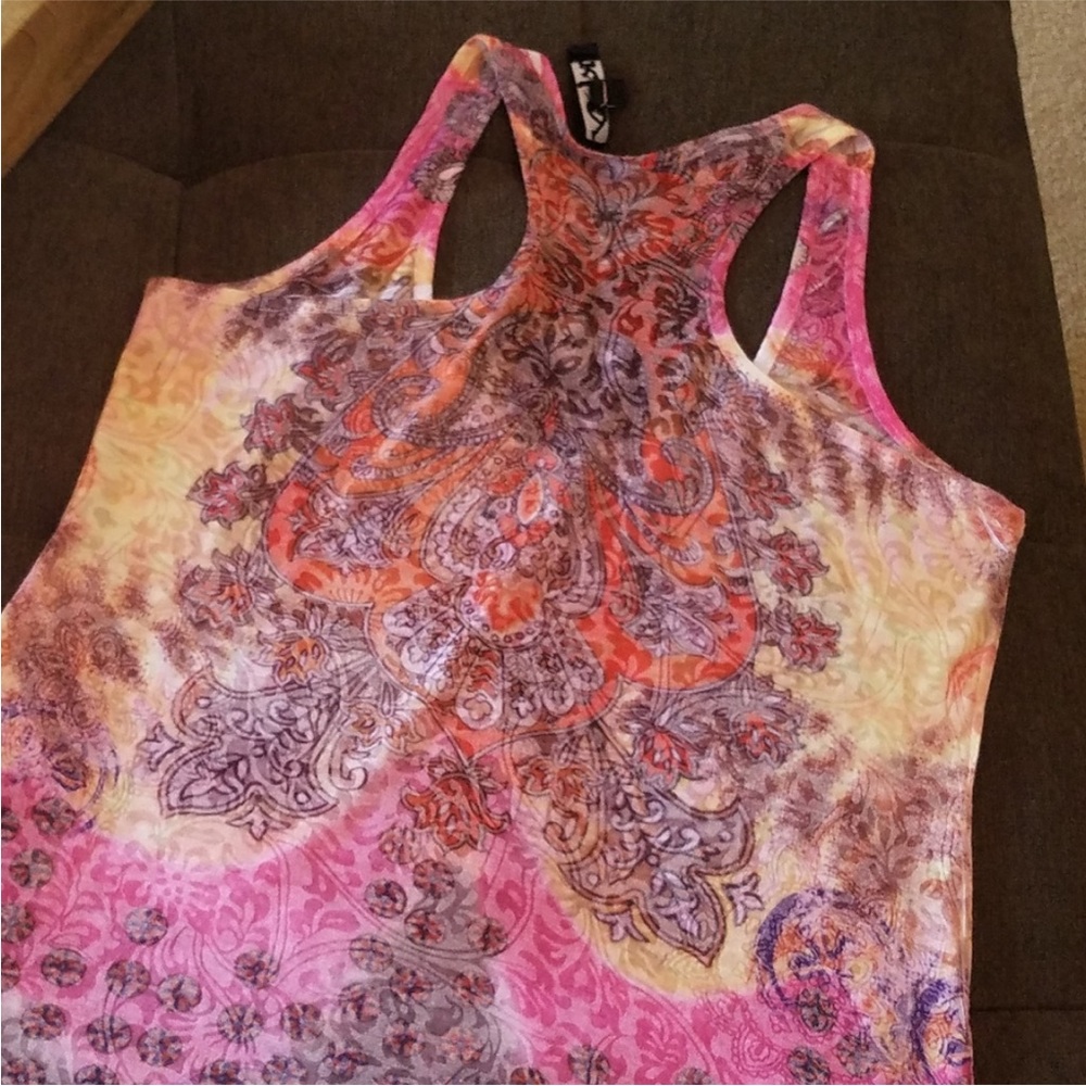 Embellished Colorful Tie-dyed Racerback Tank Top from Italy - Picture 3 of 17